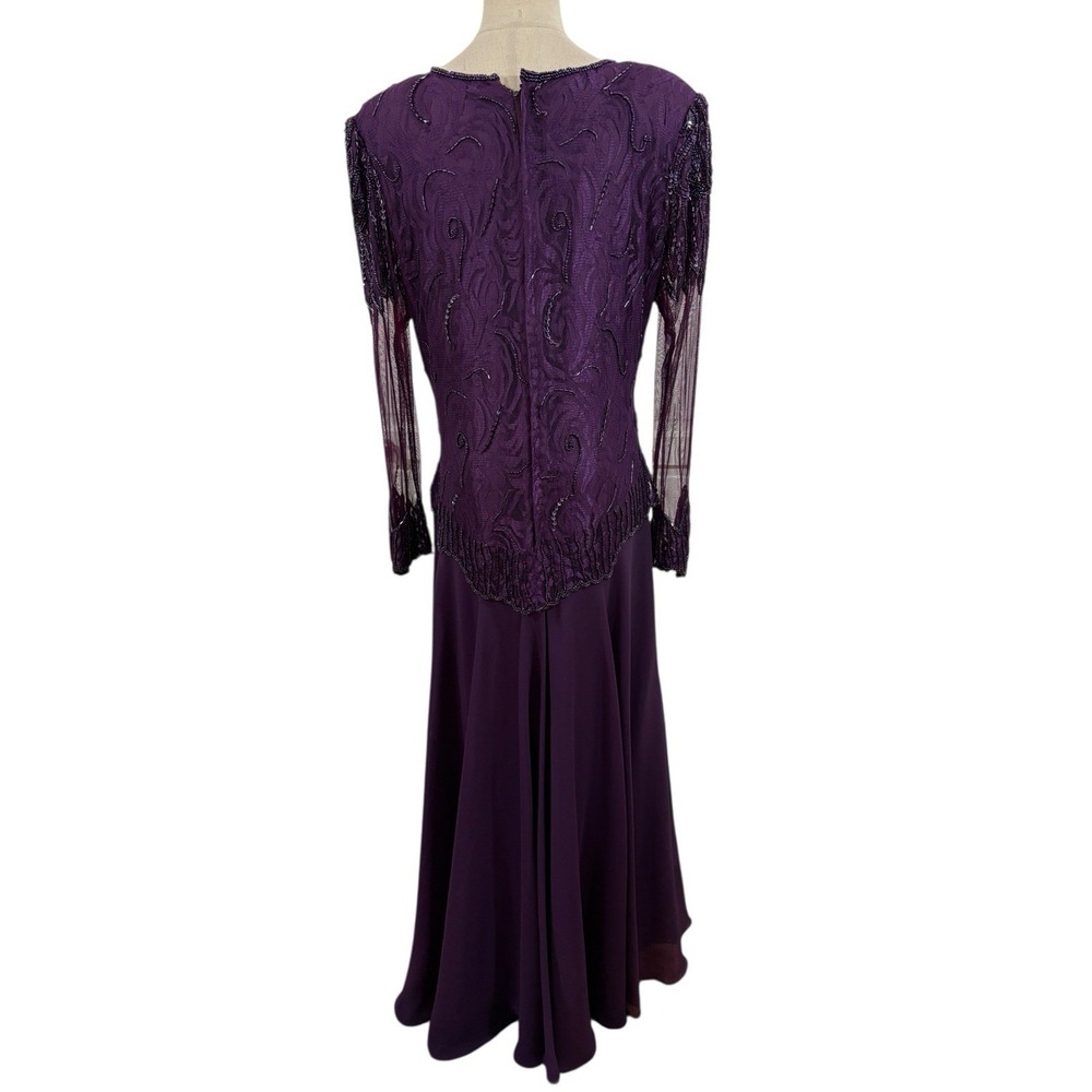 Vtg Scala Evening Gown Purple Beaded Event Dress Sz L/XL Gala Mother Of Bride - Picture 6 of 11